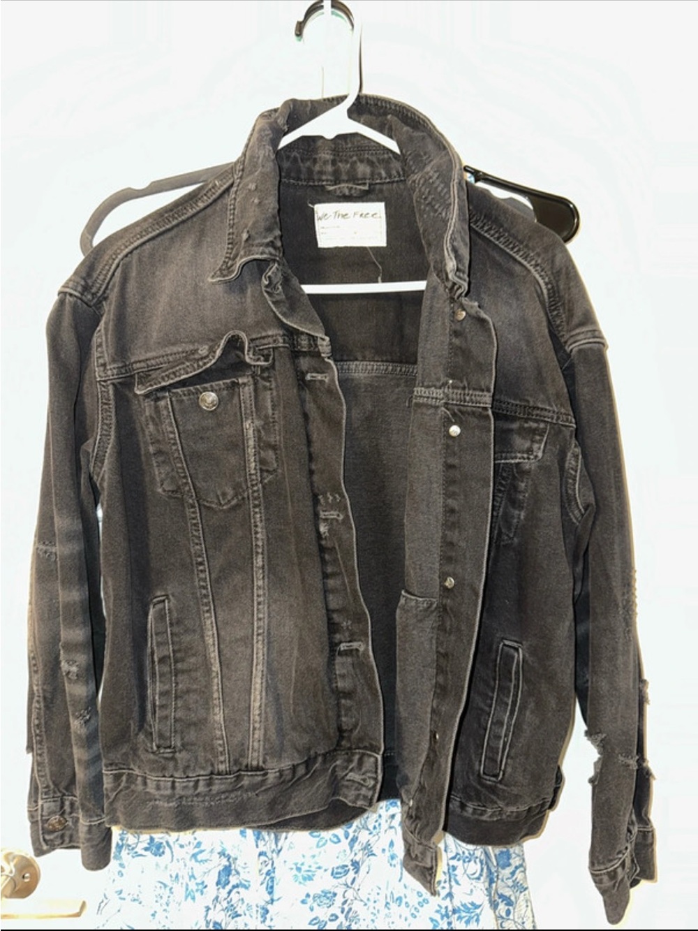 We The Free Black Washed Denim Trucker Jacket